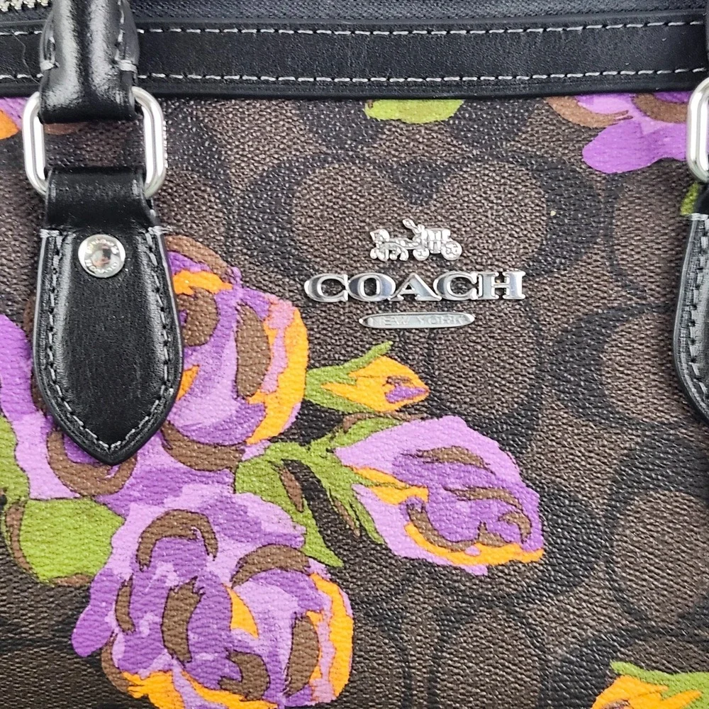 Coach Rowan Satchel Crossbody Bag Leather Rose Floral Print & Medium Wallet